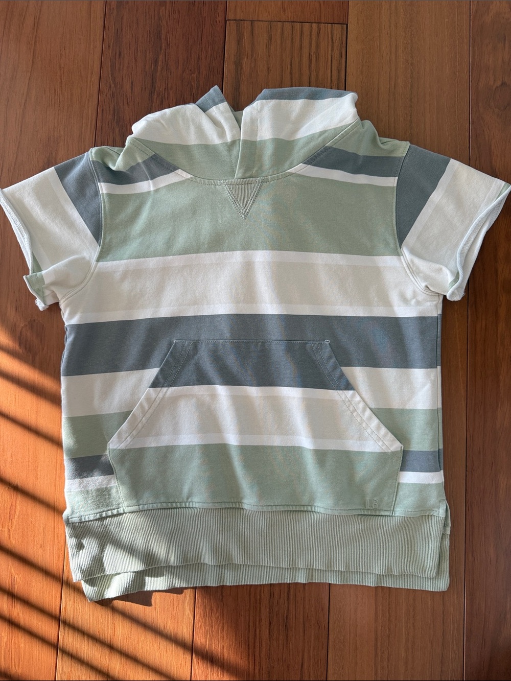 Little Bipsy Kids Striped Short-Sleeve Hoodie - Sage Green & Gray